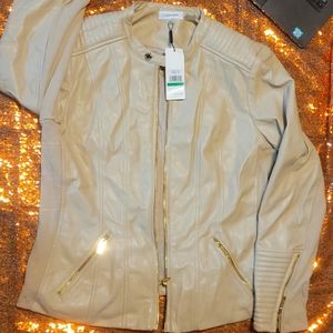 Calvin Klein Leather Cream Jacket